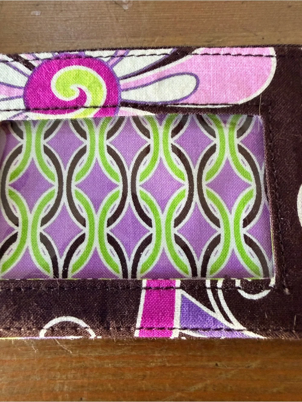 Vera Bradley Retired Vintage Purple Punch Pattern ID Wallet Split Keychain